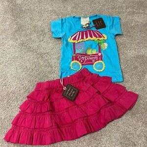 NWT Chasing Fireflies Lemon Loves Lime Popcorn T shirt and ruffle skirt size 2T